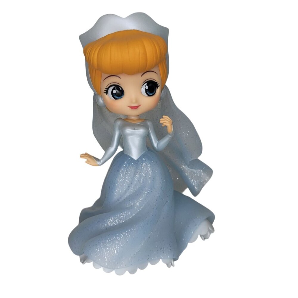 Disney Cinderella Blue Glitter Wedding Dress Q Posket Figure from japan